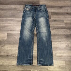 Rock & Roll Cowboy Jeans Mens 30x34 Blue Double Barrel Relaxed Bootcut Denim